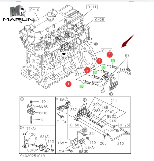 Diesel Engine Parts Injection Pipe No. 1-No. 4 for 4HK1