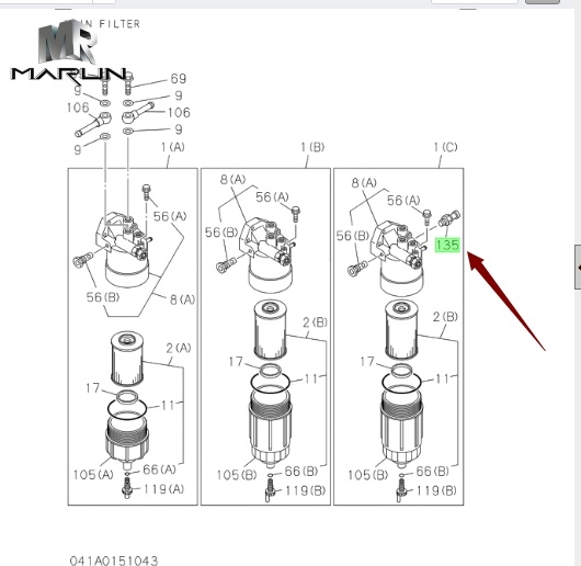 8980864330 Excavator Engine Parts Fuel Filter Sensor for 4HK1